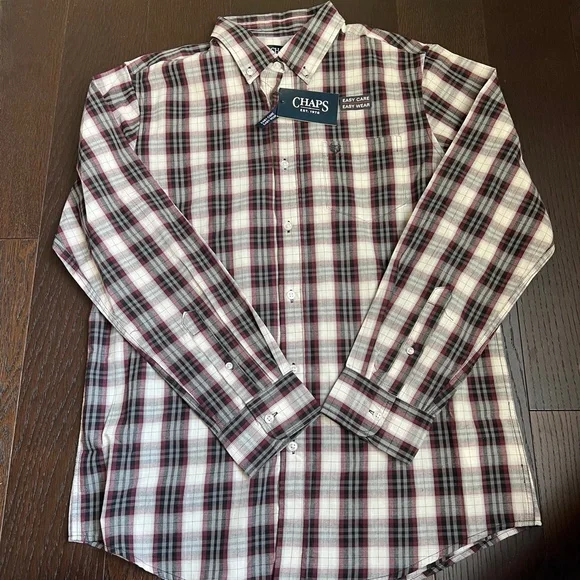 Chaps Ralph Lauren Polo White Sand Plaid L/S Button Front Shirt - Picture 4 of 5